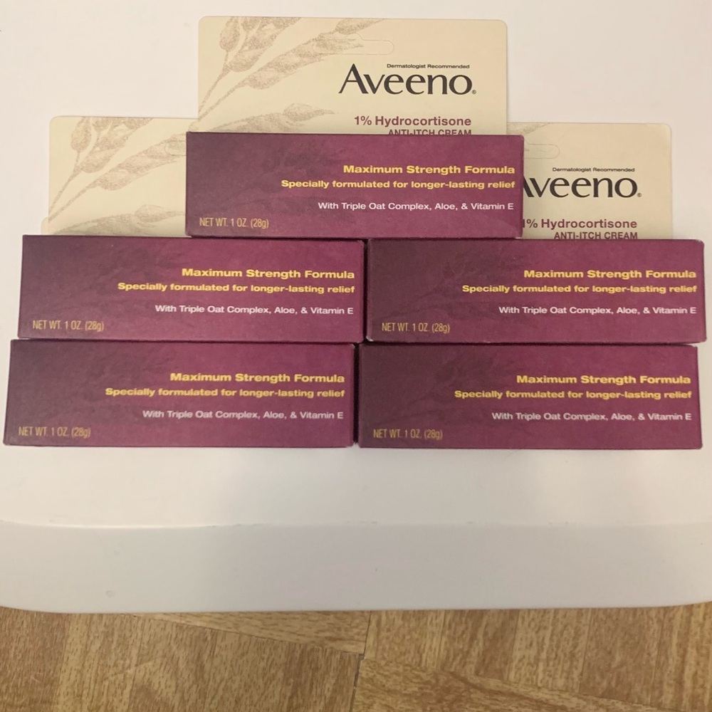 Lot of 5 Aveeno Anti Itch Cream 1% Hydrocortisone Maximum Strength Formula NEW